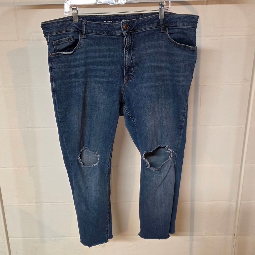 Old Navy Rockstar Super Skinny Jeans Womens 22S High Rise Distressed Medium Wash